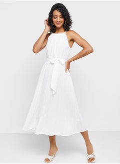 Halter Neck Pleated Dress