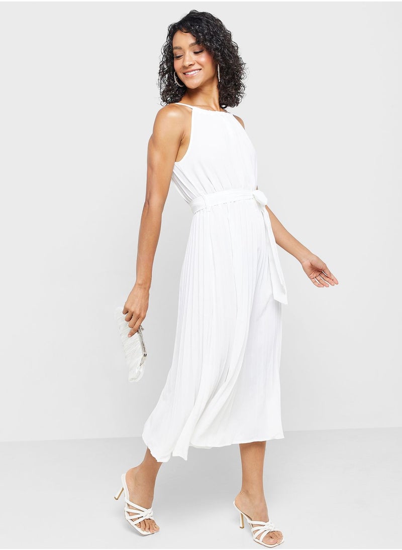 ELLA - Halter Neck Pleated Dress - Image 1