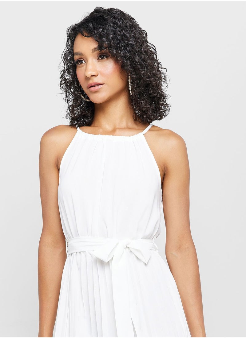 ELLA - Halter Neck Pleated Dress - Image 1