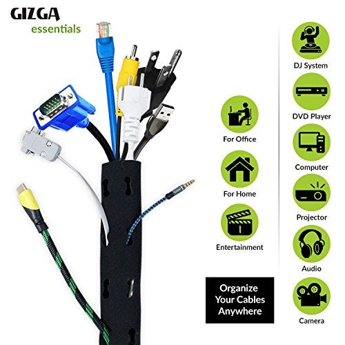 Gizga Essentials Cable Organiser, Cord Management System for PC, TV, Home Theater, Speaker & Cables, Reusable Cable Organizer for Desk, WFH Accessories, Flexible Neoprene Wrap Cable Manager, 38cm*1 - Image 5