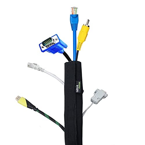 Gizga Essentials Cable Organiser, Cord Management System for PC, TV, Home Theater, Speaker & Cables, Reusable Cable Organizer for Desk, WFH Accessories, Flexible Neoprene Wrap Cable Manager, 38cm*1 - Image 1