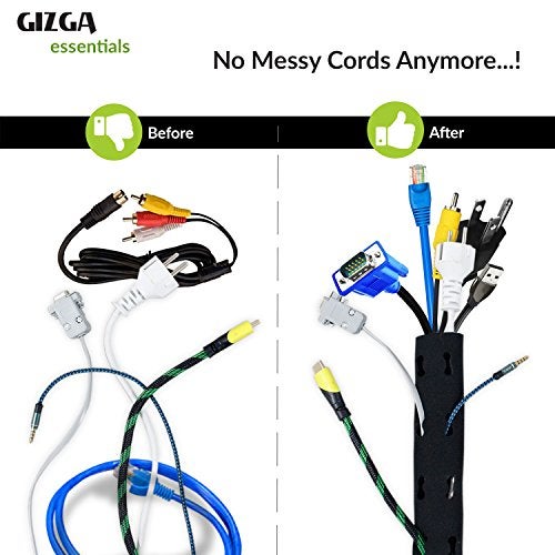 Gizga Essentials Cable Organiser, Cord Management System for PC, TV, Home Theater, Speaker & Cables, Reusable Cable Organizer for Desk, WFH Accessories, Flexible Neoprene Wrap Cable Manager, 38cm*1 - Image 4