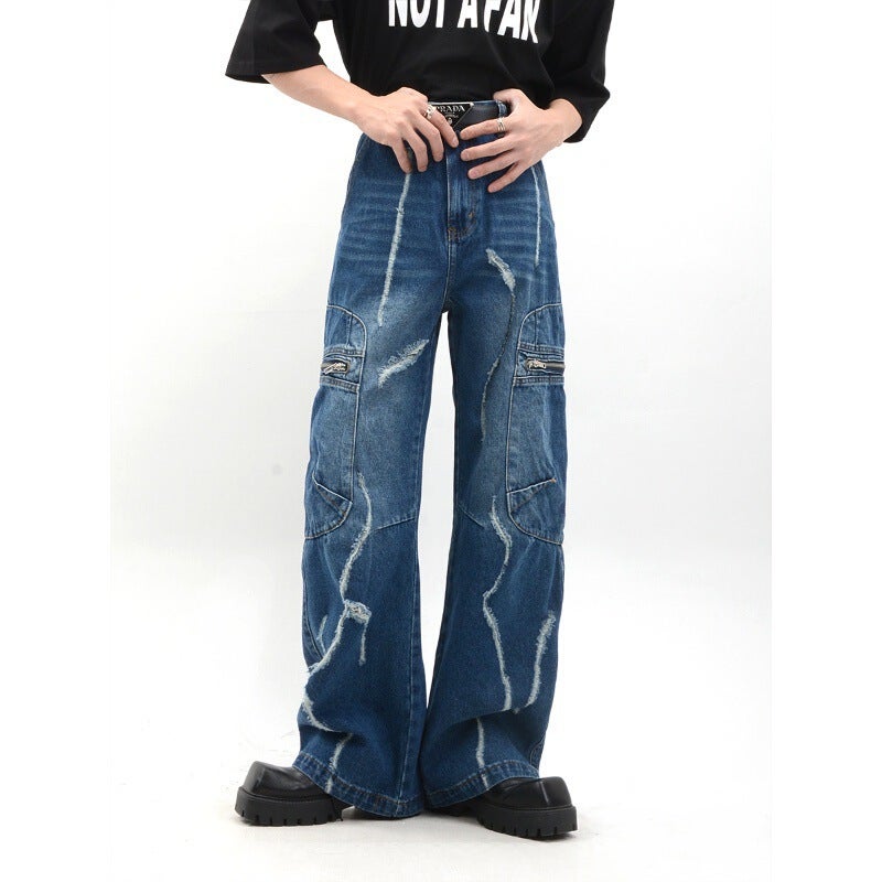 Unisex Classic Denim Jeans Loose Fit Daily Outdoor Wear - Image 2