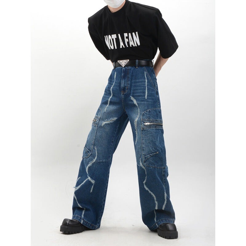 Unisex Classic Denim Jeans Loose Fit Daily Outdoor Wear - Image 3