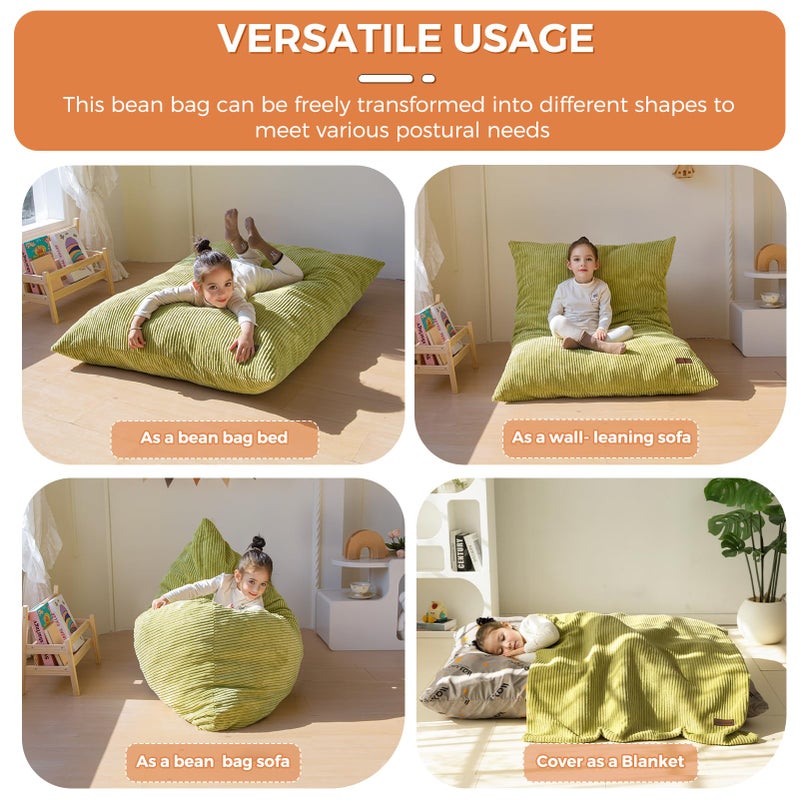 MAXYOYO 3 in 1 Kids Bean Bag Chair Bed, Convertible Chair Folds from Bean Bag to Lounger, Child Floor Sofa for Gaming, Reading, Floor Mattress with High-Density Foam Filling - Image 4
