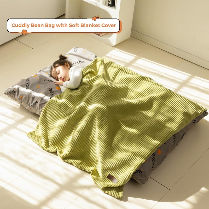 MAXYOYO 3 in 1 Kids Bean Bag Chair Bed, Convertible Chair Folds from Bean Bag to Lounger, Child Floor Sofa for Gaming, Reading, Floor Mattress with High-Density Foam Filling - Image 3