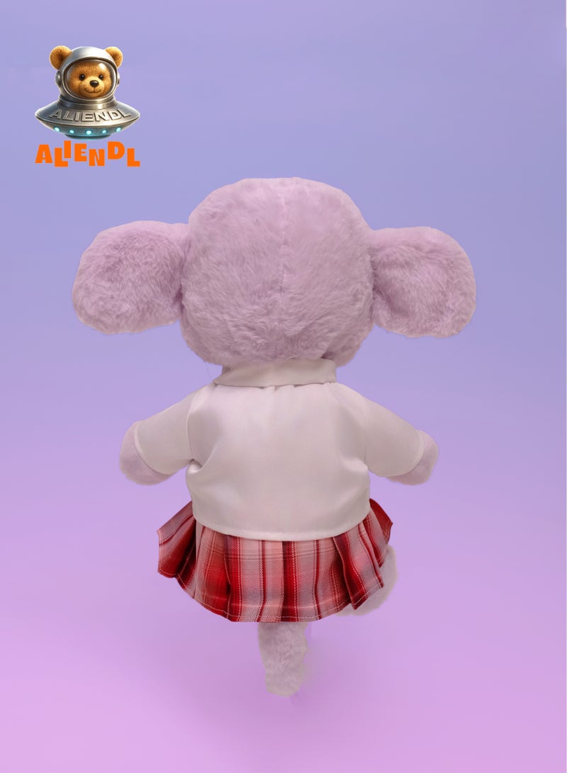 ALIENDL Tender Elephant – Plush Elephant Stuffed Animal Toy for Baby Kids, Soft Cute Elephant School Uniform Doll Gift Set with Removable Clothes & Pouch, Perfect Gift for Kids, Girls, Friends & Couples - Image 4