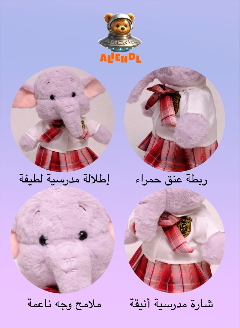 ALIENDL Tender Elephant – Plush Elephant Stuffed Animal Toy for Baby Kids, Soft Cute Elephant School Uniform Doll Gift Set with Removable Clothes & Pouch, Perfect Gift for Kids, Girls, Friends & Couples - Image 5