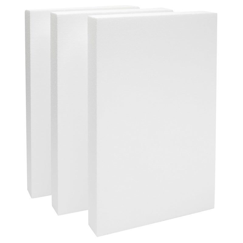 Juvale Rectangular Foam Blocks - Easy-to-Carve Sculpting Foam - Diorama Base Rectangles for Model Displays - Versatile Craft Pack for DIY Craft - Pack of 3, 17 x 11 x 2 in, White - Image 1