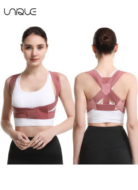 Posture Corrector for Women Men - Posture Brace - Adjustable Back Straightener - Pink(M)