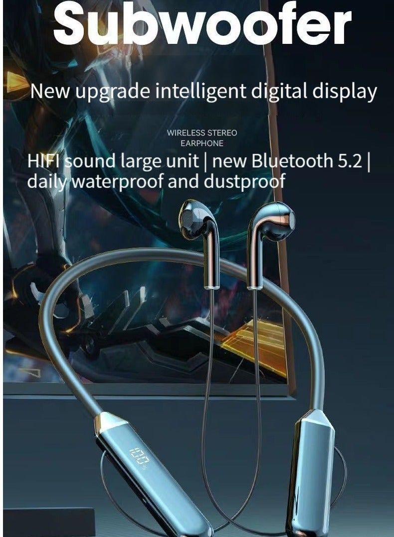 شاشة عرض رقمية سماعة رأس بخاصية البلوتوث رياضية مثبتة على الرقبة لإلغاء الضوضاء سماعة رأس عالمية طويلة جدًا في وضع الاستعداد - Image 2