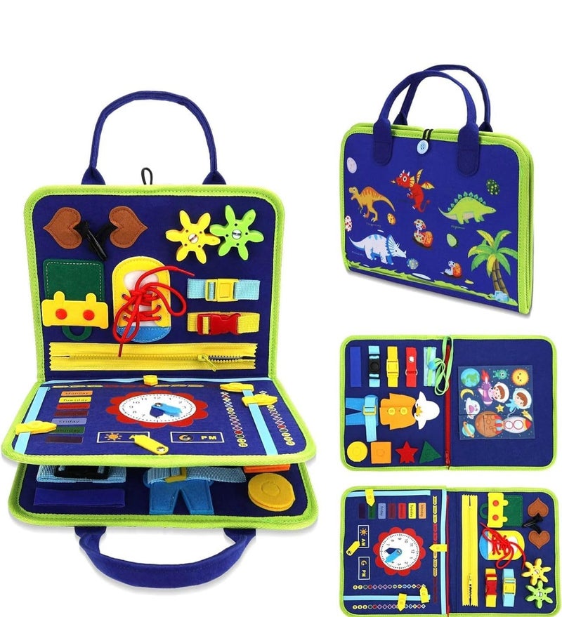 KEREZMADIK 12 In 1 Toddler Busy Binder educational with fun Book For Toddlers 1-4 Years (Blue) - Image 1