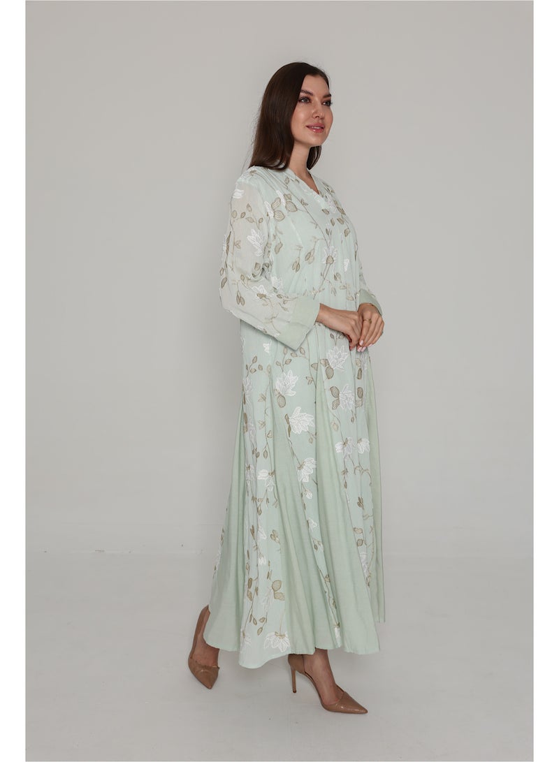 IKKXA Floral Embroidered Modern Jalabiya - Image 4