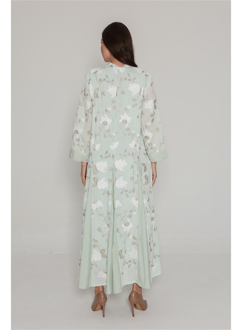 IKKXA Floral Embroidered Modern Jalabiya - Image 2