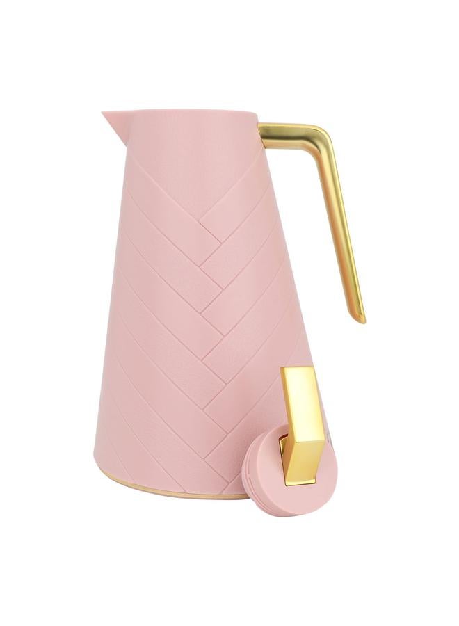 جلوري ترمس زجاجي سعة 1 لتر، خارجي بلاستيكي، وردي غامق - Image 5