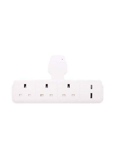 3-Way Socket Power Adapter with 2-USB Port White 47 x 29.5 x 30.5 cm AU213USB-C-W