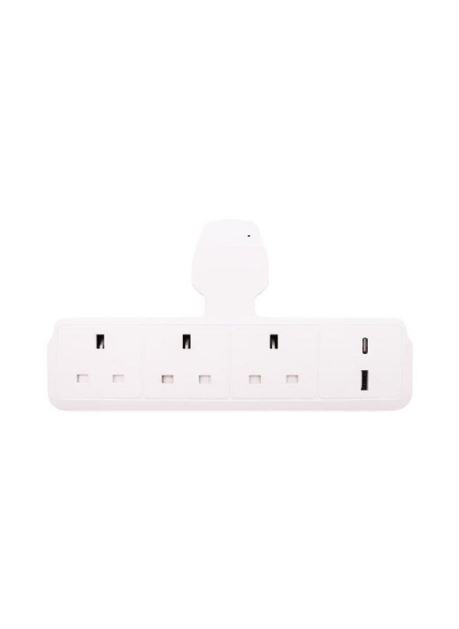 HOMEBEST 3-Way Socket Power Adapter with 2-USB Port White 47 x 29.5 x 30.5 cm AU213USB-C-W  - Image 1