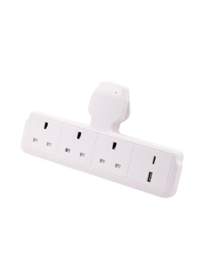 HOMEBEST 3-Way Socket Power Adapter with 2-USB Port White 47 x 29.5 x 30.5 cm AU213USB-C-W  - Image 2