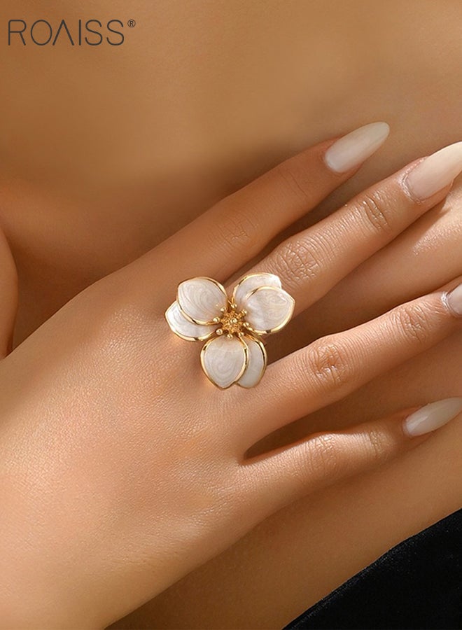 roaiss 3 Pcs Floral Earrings and Ring set, Fresh Simple Flower Drop Earrings, Vintage Open Adjustable Ring,Fashion Accessories for Women Daily Wear, Festivals, Social Occasions and Wedding Gifts - Image 3