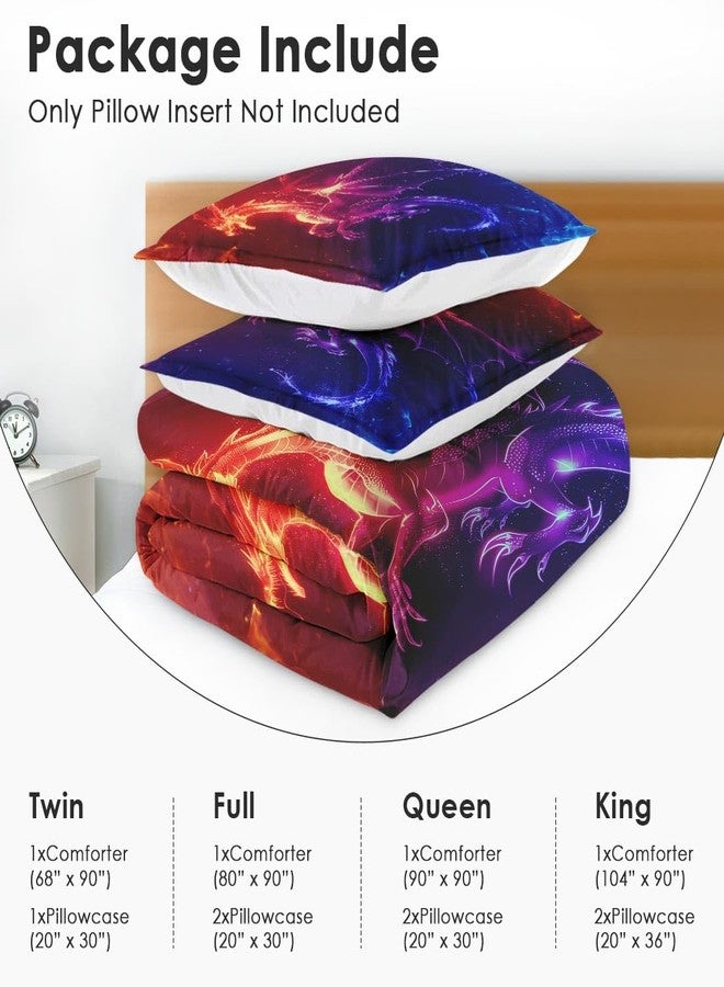 Nesphy Red Dragon Paint Comforter Set for Kids Toddlers Teens Adults Queen, Dark Fantasy Bedding Sets Water Washed Microfiber Bedding with 1 Comforter 2 Pillowcase All Season - Image 5