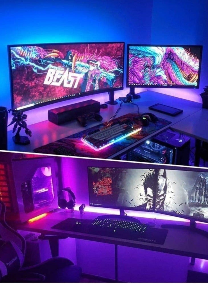 إلترازون شريط إضاءة LED 2M USB RGB إضاءة ديكورية مقاومة للماء مع جهاز تحكم عن بعد لغرفة النوم والمطبخ والفندق والمنزل والتلفزيون الخلفي (تغيير اللون) - Image 4