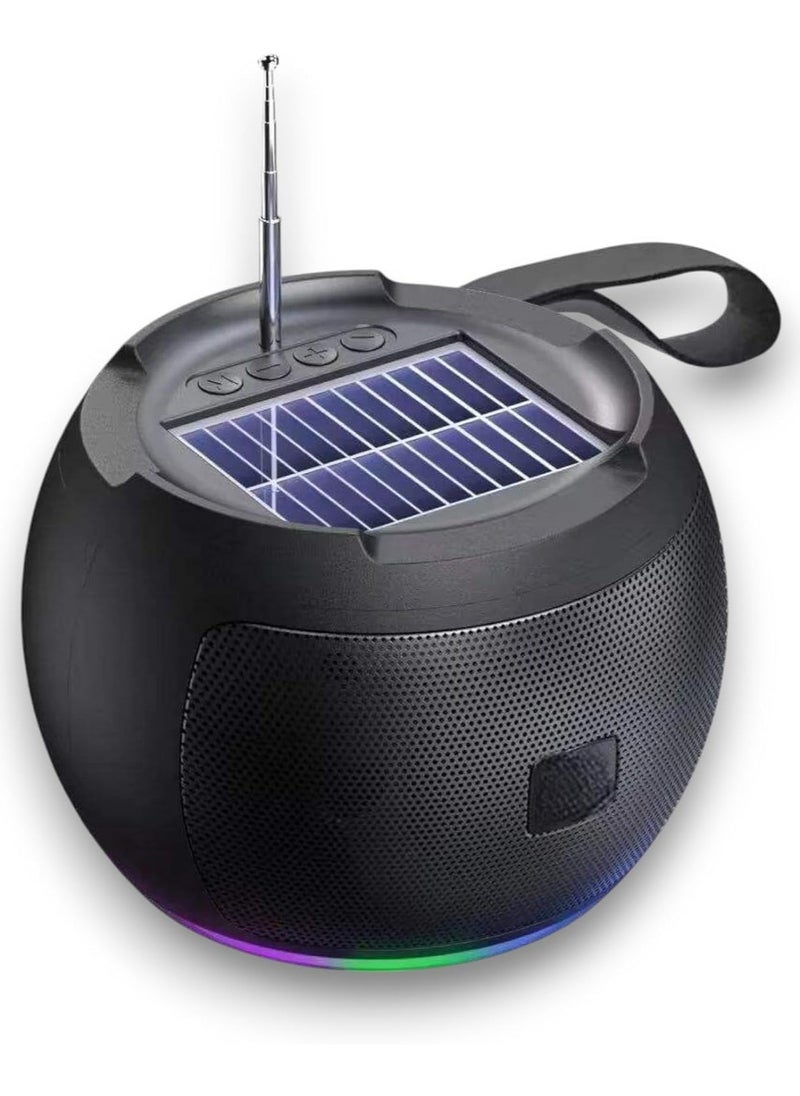 Generic - Speaker HR-216 Wireless Portable Bluetooth Support Usb Stereo, Micro SD, FM Radio And AUX power that delivers Portable Outdoor Speaker 1200mAh Solar Charger Wireless Speaker high/quality sound (Black) - Image 1