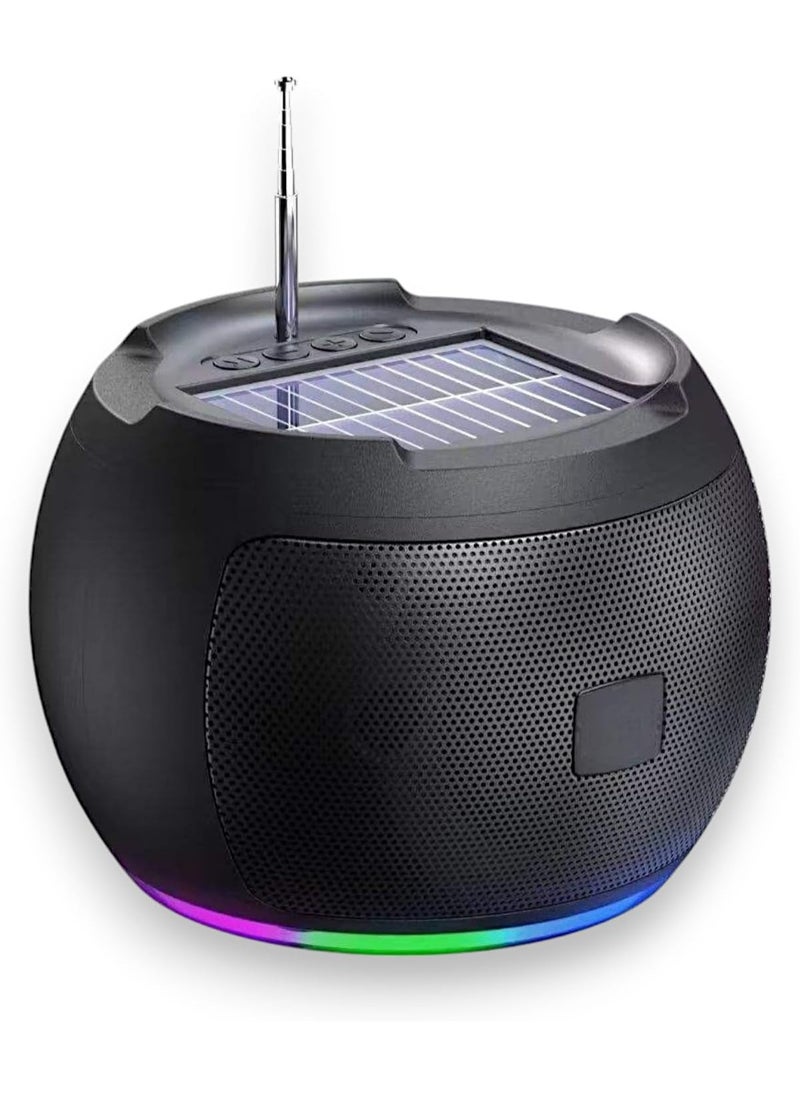 Generic - Speaker HR-216 Wireless Portable Bluetooth Support Usb Stereo, Micro SD, FM Radio And AUX power that delivers Portable Outdoor Speaker 1200mAh Solar Charger Wireless Speaker high/quality sound (Black) - Image 1