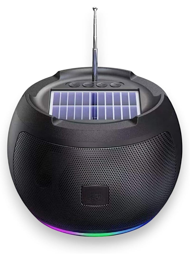 Generic - Speaker HR-216 Wireless Portable Bluetooth Support Usb Stereo, Micro SD, FM Radio And AUX power that delivers Portable Outdoor Speaker 1200mAh Solar Charger Wireless Speaker high/quality sound (Black) - Image 1