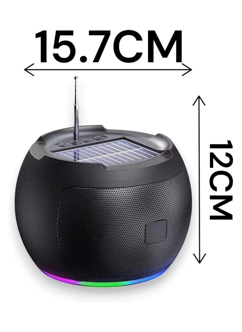 Generic - Speaker HR-216 Wireless Portable Bluetooth Support Usb Stereo, Micro SD, FM Radio And AUX power that delivers Portable Outdoor Speaker 1200mAh Solar Charger Wireless Speaker high/quality sound (Black) - Image 1