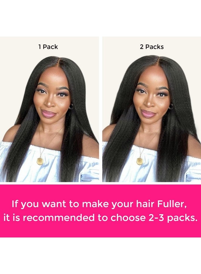 لاشي وصلات شعر بمشبك وصلات شعر 100% شعر بشري حقيقي 110 جرام وصلات شعر مستقيمة مجعدة بدون درزات بمشبك وصلات شعر طبيعي أسود بطول 14 بوصة مع حافة غير مرئية للنساء ذوات البشرة السوداء - Image 2