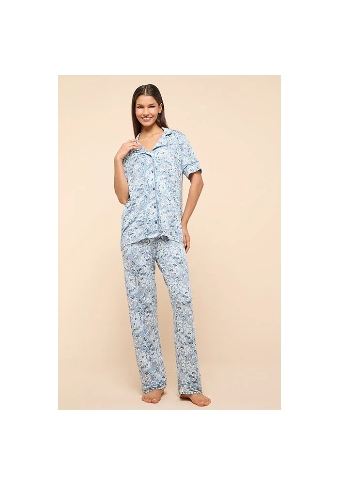 R&b Printed Lapel Collar Pyjama Set