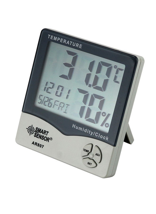 NIBEMINENT Digital Hygrometer With Calendar And Clock Alarm Black/white 0.142kg 