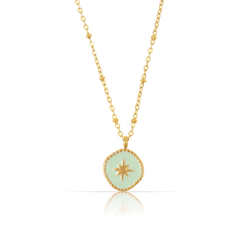 Made by Nami Gold Plated Starburst Necklace in Turquoise Coin Sterling Silver North Star Necklaces for Women - Image 1