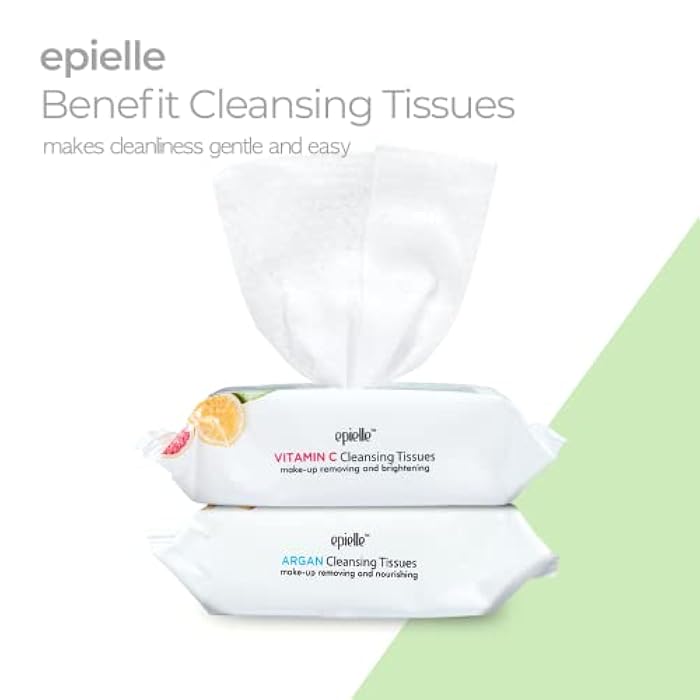 Epielle Gentle Skin Cleansing Wipes, 6 pack of 30 count each of Vitamin C, Cucumber, Aloe Vera, Collagen&Vitamin E, Green Tea, and Argan, Alcohol-Free, Hypoallergenic, Natural Extracts, Oily Skin. - Image 2
