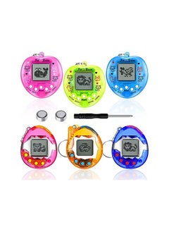6 Pieces Virtual Pets Keychain, Digital Nostalgic Electronic Pets Keychain, Pet Key Chain, 90s Handheld Games, Electronic Pets Game Keyring with 1 Screwdriver 2 Button Battery