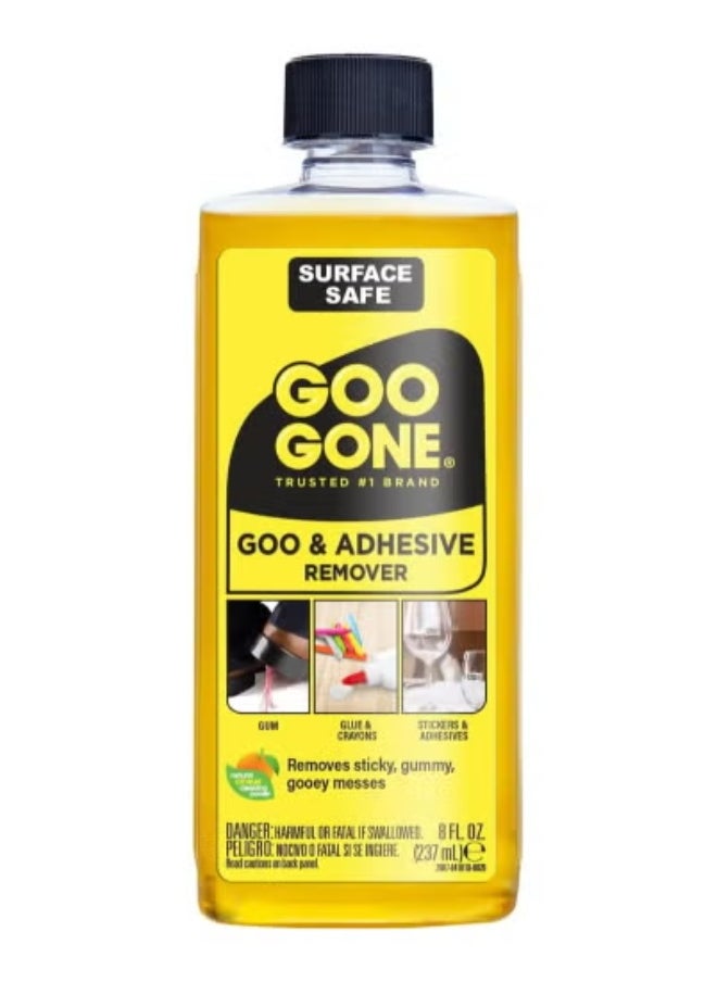 Goo Gone 2087 Citrus Adhesive Remover – 237 ml (8 oz) | Powerful Yellow Formula for Removing Stickers, Labels, Glue, Grease, Tape Residue & Adhesives | Safe on Most Surfaces – Fast Acting Cleaner  - Image 1