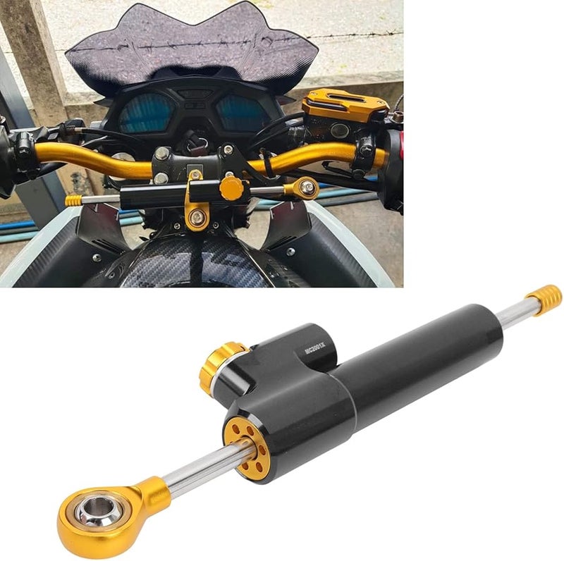 Universal Fit Motorcycle Steering Damper 6061 Aluminum Alloy Stabilizer Black Gold - Image 5