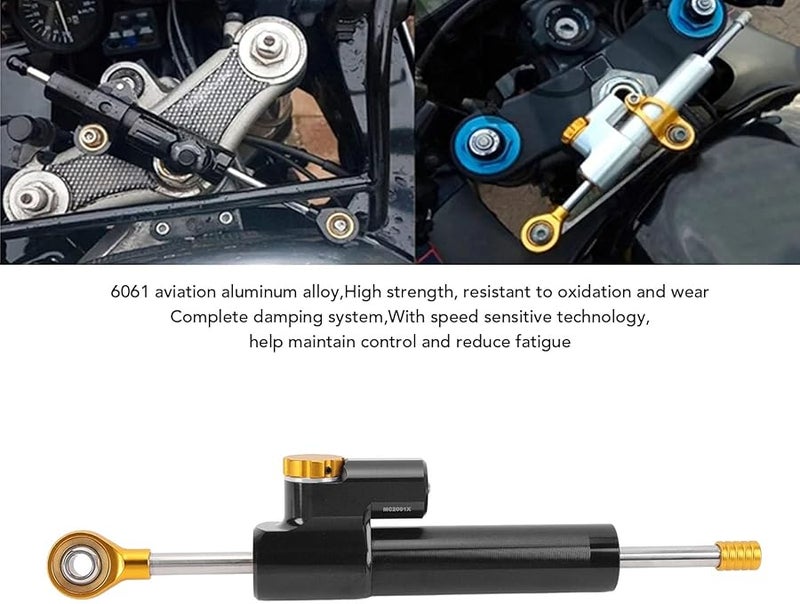 Universal Fit Motorcycle Steering Damper 6061 Aluminum Alloy Stabilizer Black Gold - Image 4