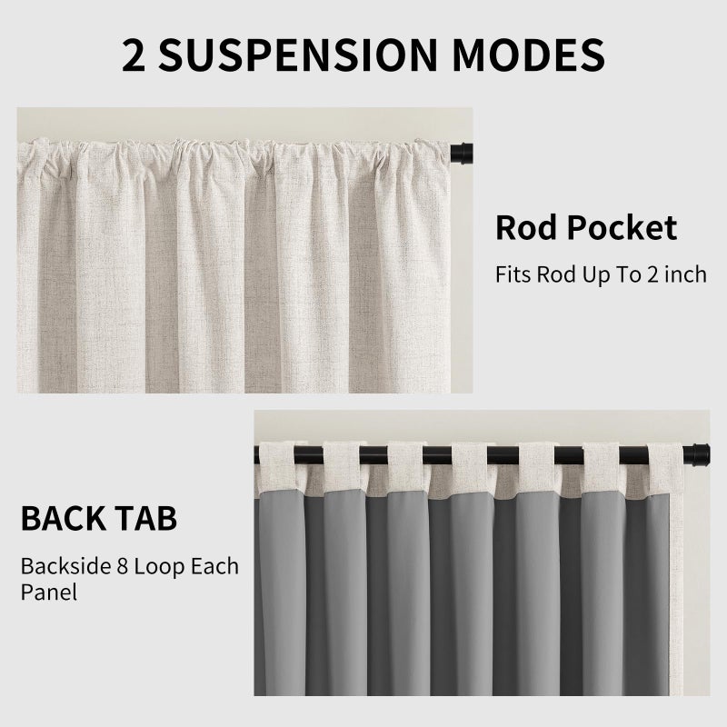 Cucraf 100 ٪ Table Back Back و Stertains stertains 108 بوصة الطول 2 لوحات وضع الستار الضعيف البيضاء البيضاء لغرفة المعيش - Image 3