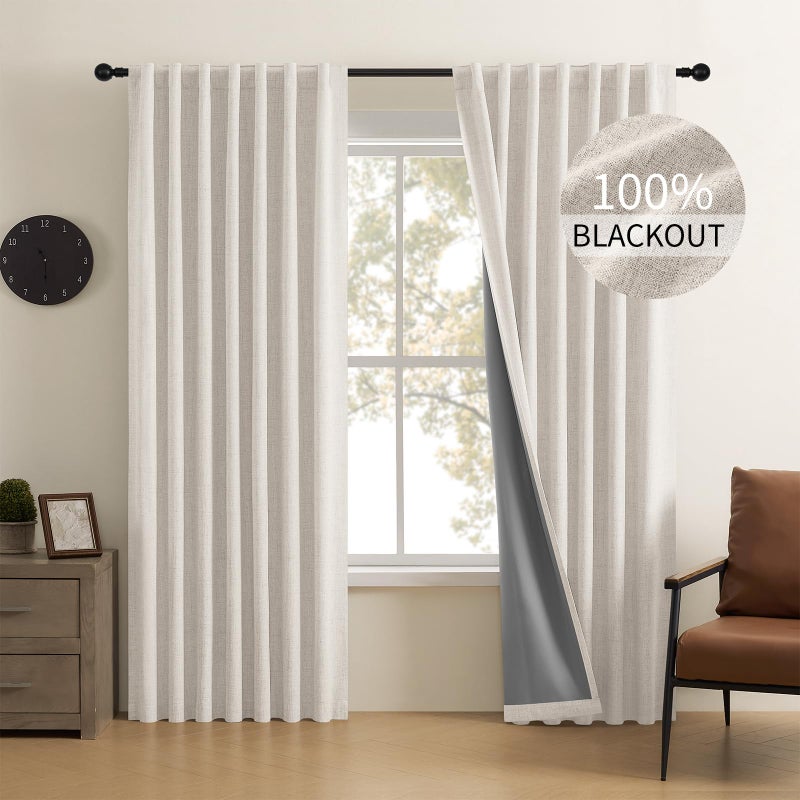 Cucraf 100 ٪ Table Back Back و Stertains stertains 108 بوصة الطول 2 لوحات وضع الستار الضعيف البيضاء البيضاء لغرفة المعيش - Image 4