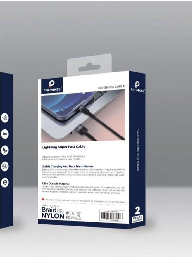 PROMASS High-Speed Braided USB-C to Lightning Cable, 30W Fast Charging, 2M Durable Nylon Data Cable - Image 3
