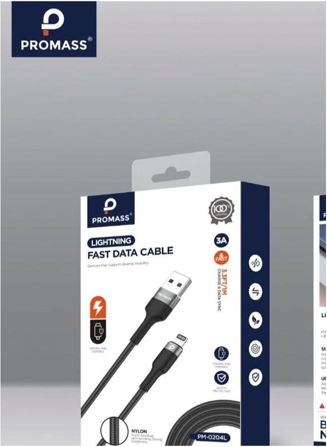 PROMASS High-Speed Braided USB-C to Lightning Cable, 30W Fast Charging, 2M Durable Nylon Data Cable - Image 2