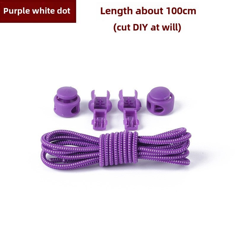 إسكدنيا Colorful Elastic No-Tie Shoelaces for Adults and Kids Purple White Dot