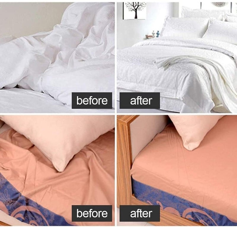 UPKARANWALE Bed Sheet Holder Corner Straps - 4 pcs White, Mattress Cover Clips to Hold Sheets in Place, Adjustable Bed Bands, Elastic Fasteners/Grippers/Suspenders Fitted for Bedding, Keepers - Image 4