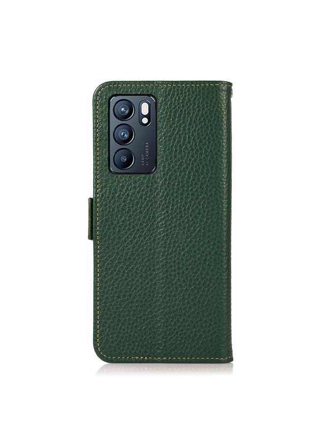 اس-توب جراب لهاتف OPPO Reno6 5G KHAZNEH جراب جلد طبيعي من الليتشي بمغناطيس جانبي بتقنية RFID - Image 3
