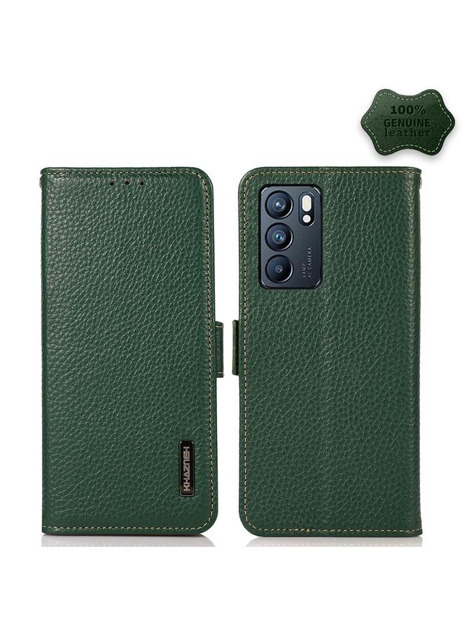 اس-توب جراب لهاتف OPPO Reno6 5G KHAZNEH جراب جلد طبيعي من الليتشي بمغناطيس جانبي بتقنية RFID - Image 1