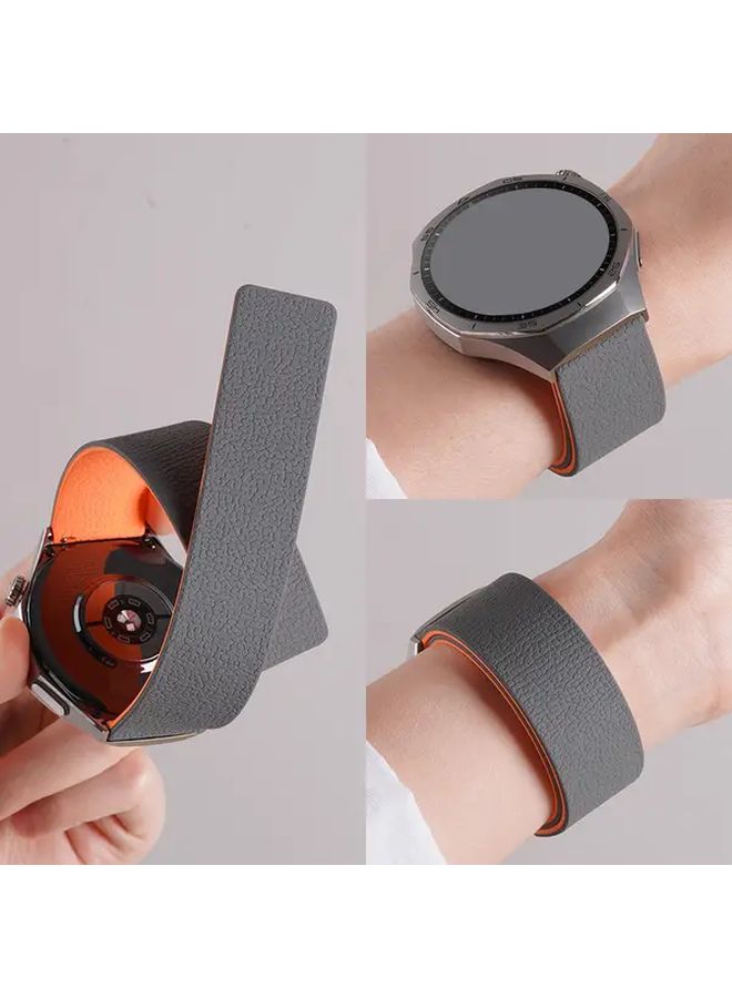 New Lychee Pattern Magnetic Watch Band 20mm Soft Silicone Strap Comfortable Sports Band Compatible With Samsung Galaxy Watch 7 6 5 4 Active 240mm 44mm Watch 6 Classic 43mm 47mm Watch5 Pro 45mm Watch4 Classic 42mm 46mm Creative Couple Wristband For Men Women - Image 3