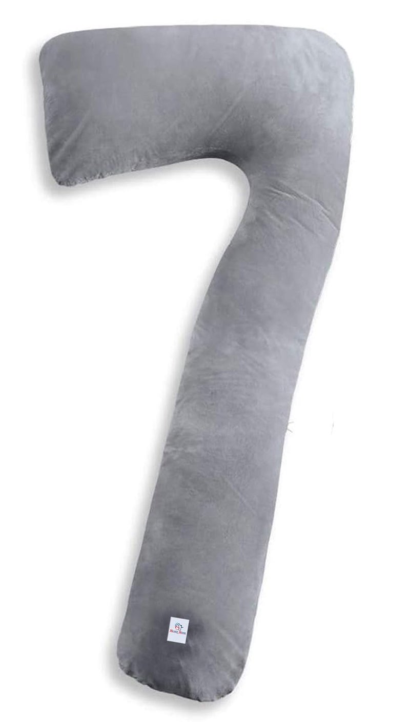 Kuber Industries Heart Home Cotton Ultra Soft Hollow Fibre L Shaped Maternity Pillow Pregnancy Pillow Body Pillow with Zippered Cover GreyHEART11432 Standard  - Image 3