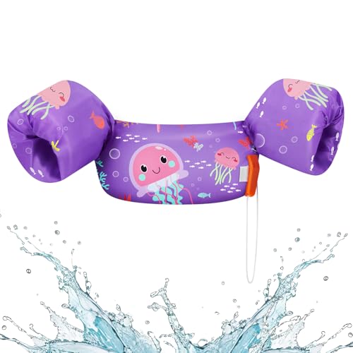 HeySplash Swim Vest for Kids Toddler Pool Floaties Fit 2255 Lbs Swimming Vest with Adjustable Strap Swim Jacket Water Wings Arm Float Puddle Baby Jumper for Boys Girls BeachPurple Jellyfish - Image 1