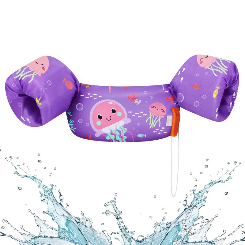 HeySplash Swim Vest for Kids Toddler Pool Floaties Fit 2255 Lbs Swimming Vest with Adjustable Strap Swim Jacket Water Wings Arm Float Puddle Baby Jumper for Boys Girls BeachPurple Jellyfish - Image 2